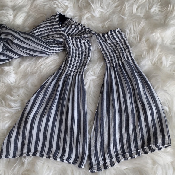 Blue Life Blue/White Straps Bell Sleeves Top - Picture 6 of 11